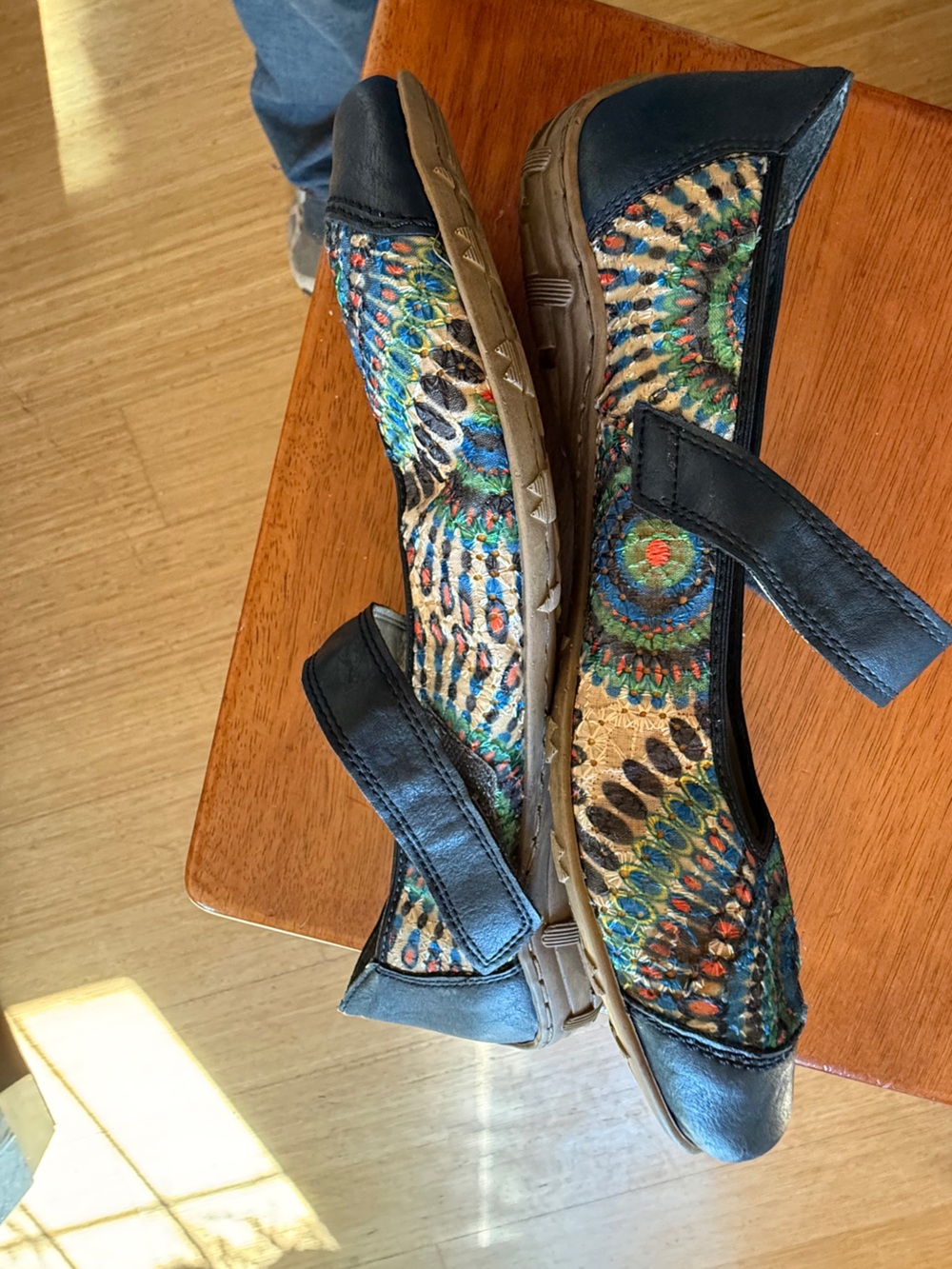 Rieker Anti-Stress Navy Multicolor Mary Jane Flats with Strap 42 - Picture 5 of 8